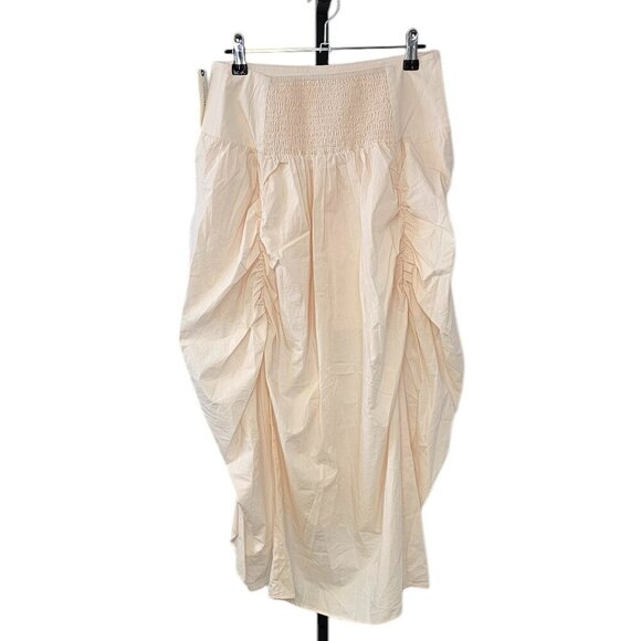 Anthropologie Draped Poplin Midi Skirt Light Pink Size Small Ruched Whimsy NWT - Picture 6 of 8